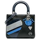 Dior Black Medium Calfskin Patent Embroidered Valentines Day Heart Lady Dior