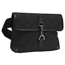 GUCCI GG Canvas Waist bag Black Silver 92543 Auth 119677 - Gucci