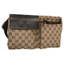 GUCCI GG Canvas Waist bag Beige Silver 28566 Auth 119630 - Gucci