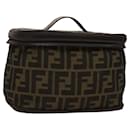 FENDI Zucca Canvas Vanity Hand Bag Nylon Brown Auth mr1232 - Fendi