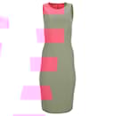  Michael Kors Sleeveless Midi Bodycon Dress in Pink Wool