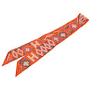 Hermès Orange Kelly en Perles Silk Twilly Scarf