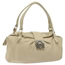 LOEWE Anagram Shoulder Bag Leather Beige Silver Auth 119384 - Loewe