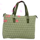 FENDI Zucchino Canvas Hand Bag Red Gold Auth 116319 - Fendi