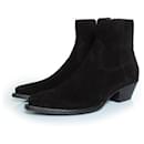 Saint Laurent, Lukas wool suede ankle boots in black