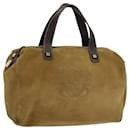 LOEWE Anagram Hand Bag Suede Brown Gold Auth 119317 - Loewe