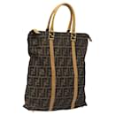 Sac à main en toile Zucca FENDI noir marron or Auth ar13475 - Fendi