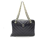 Chanel Lambskin V-Stitch Chain Shoulder Bag