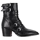 IRO Buckled Lace-up Ankle Boots in Black Leather - Iro