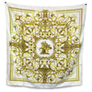 Hermes Vintage White Silk Les Tuileries Scarf 1990 Joachim Metz - Hermès