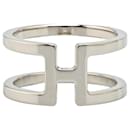 Hermès Silver Palladium Plated H En Rond Scarf Ring