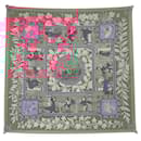 FOULARD HERMES MUSIQUE DES DIEUX CARRE 90 SOIE ROSE STUHLHOFER MAYR SCARF - Hermès