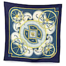 Hermes Vintage Blue Silk Washington's Carriage Scarf 1979 Caty Latham - Hermès