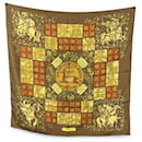 Hermes Vintage Brown Silk Hourvari Scarf 1972 Henry d'Origny - Hermès