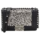Chanel 14P Limited Edition Swarovski Crystals Strass Small Black Leather Boy Handbag