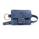 Fendi Navy Leather Keyring