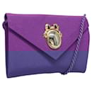 Christian Dior Shoulder Bag Canvas Purple Gold Auth 120488