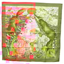 HERMES Carré 90 Écharpe "CHASSE AU BOIS" Soie Rouge Auth hk2455 - Hermès