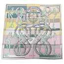 Hermes Lime Green / Yellow Della Cavalleria Print Square Silk Twill Scarf - Hermès