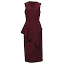  Alexander Mcqueen Peplum Midi Dress in Burgundy Rayon