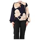 Navy blue silk floral printed blouse - size UK 12 - Johanna Ortiz