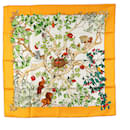 Hermès Yellow Au Coeur des Bois Silk Scarf
