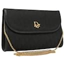 Christian Dior Trotter Canvas Chain Shoulder Bag Black Gold Auth yk18114