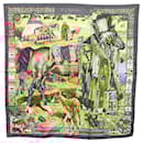 HERMES Carré 90 Écharpe "Les Cheyennes" Soie Marron Auth am8278 - Hermès