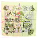 HERMES Carré 90 Écharpe "Au FIL de la SOIE" Soie Beige Auth sw338 - Hermès