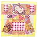 Écharpe HERMES Carré 90 ""L'Art du Sarasa"" Soie Violet Auth am8277 - Hermès