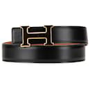 Hermès Black Box Calf and Epsom Constance H Reversible Belt