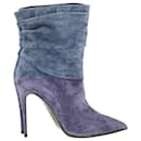 Christian Louboutin Ishtar Booty Ankle Boots in Blue Suede