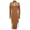  Dion Lee Ribbed-Knit Cutout Midi Dress in Brown Viscose - Autre Marque