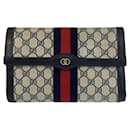 Gucci GG Supreme Canvas Leather Clutch Bag
