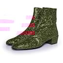 Red glitter Caleb zippered boots - Saint Laurent