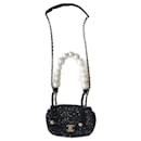 Chanel Seasonal Mini Flap With Pearl Handle Dark Blue Tweed LGHW