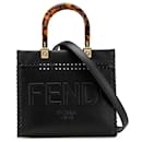 Fendi Black Small Whipstitch Leather Sunshine Shopper Tote