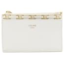 Celine Coin Purse in White Canvas and Calfskin - Céline