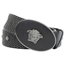 Versace Medusa Studded Leather Belt