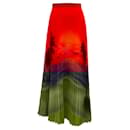 Brandon Maxwell Sunset Orange Pop / Pink Pleated Chiffon Skirt - Autre Marque