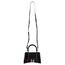 Balenciaga XS Hourglass Handbag in Black Calfskin Leather
