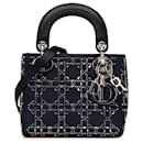 Dior Blue Mini Satin Cannage Strass Crystal Embellished Lady Dior
