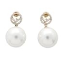 Fendi Gold and White Stud Earrings