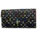 Louis Vuitton Long Wallet Monogram Multicolor Portefeuille Sarah M60668 Noir