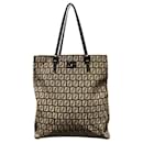 Fendi Zucchino Canvas and Leather Tote Bag