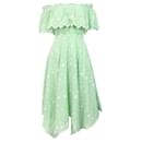  Charo Ruiz Khadi Off-Shoulder Midi Dress in Green Cotton - Autre Marque