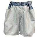  The Frankie Shop Color-Block Shorts in White Cotton Denim - Autre Marque