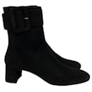 Aquazzura Saint Honoré 50 Buckled Ankle Boots in Black Suede