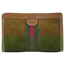 Gucci Old Gucci Sheline Line Suede/Leather Clutch Bag