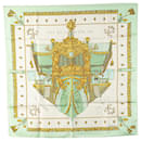Hermès White Vue Du Carrosse De La Galere La Reale Silk Scarf